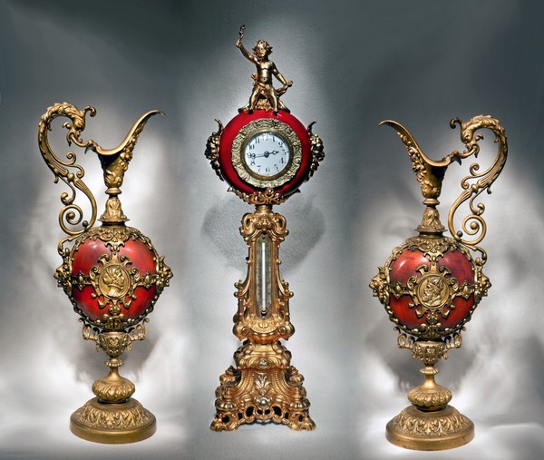 старинный часовой гарнитур Франция 19 век